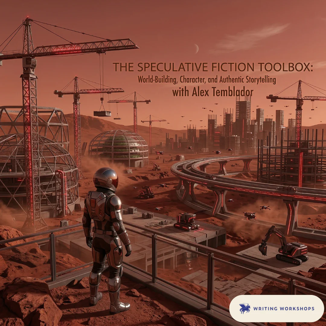 The Speculative Fiction Toolbox: World-Building, Character, and Authentic Storytelling Zoom Seminar with Alex Temblador on Tuesday, April 14th, 2026